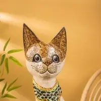 Сувенир &laquo;Кошка&raquo;, белая, 60&times;12&times;6 см, дерево, МИКС