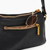 Сумка женская багет TEXTURA на молнии, 27&times;8&times;13 см, чёрная