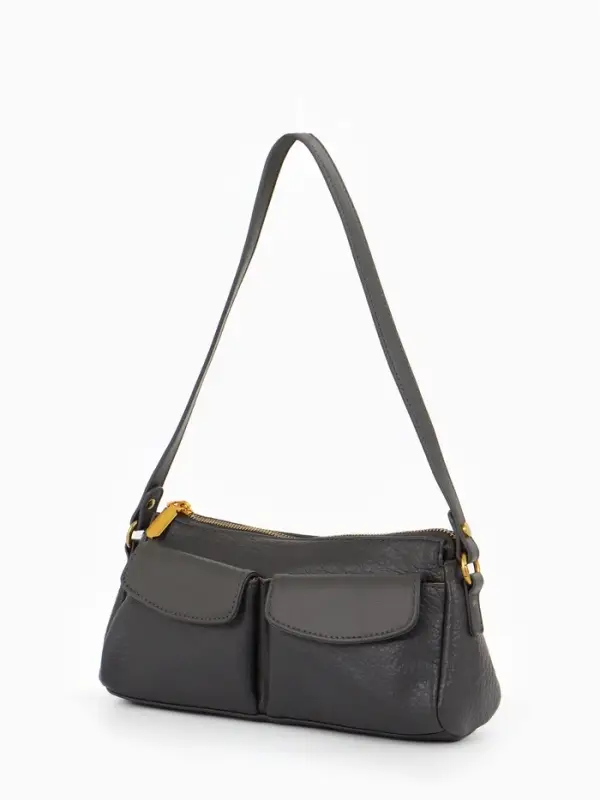 Сумка женская багет TEXTURA на молнии, 27&times;8&times;13 см, тёмно-серая