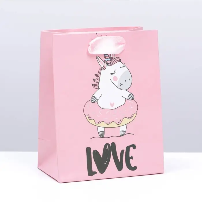 Пакет подарочный, упаковка, &laquo;Любовь единорога&raquo;, 14 х 11 х 6,5 см