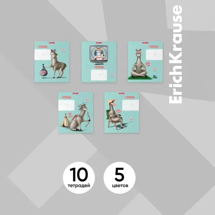 Тетрадь 24 листов в линейку, ErichKrause Тетрадь 24 листов в линейку, ErichKrause "Лама", обложка мелованный картон, блок офсет 100% белизна, МИКС