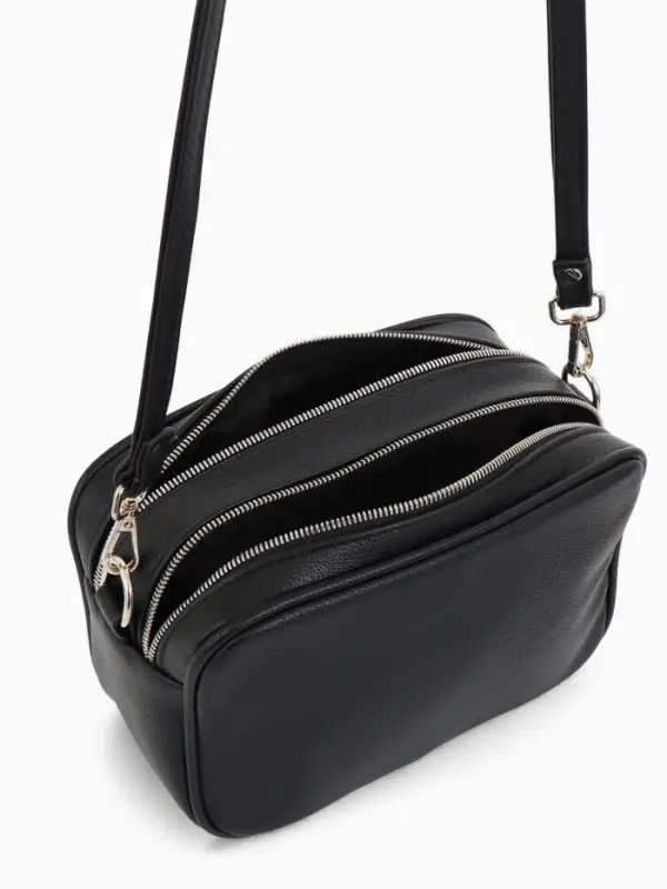 Сумка женская кросс-боди TEXTURA на молнии, 24&times;9&times;15 см, чёрная