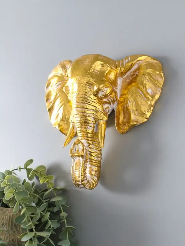 Панно настенное полистоун &laquo;Слон&raquo;, интерьерный декор, золото с патиной, 22&times;7.5&times;22 см