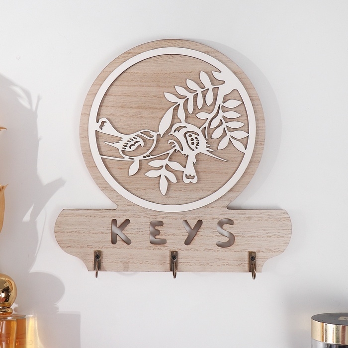 Крючки декоративные дерево  Крючки декоративные дерево "Две птички на ветке" 2,5х19,5х19,5 см