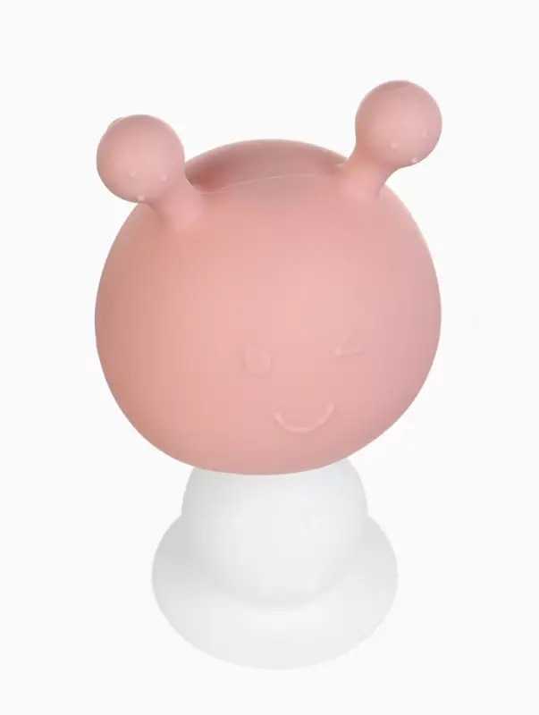 Прорезыватель силиконовый для зубов с погремушкой 3 в 1 M&B «Зайка», розовый