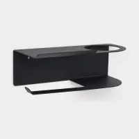 Держатель для туалетной бумаги с полочкой с отверстием для освежителя, чёрный