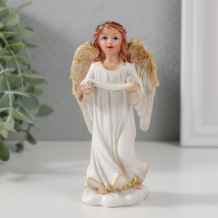 Сувенир полистоун Сувенир полистоун "Ангел-девушка со свитком поёт" 12,5х6,5х4,7 см