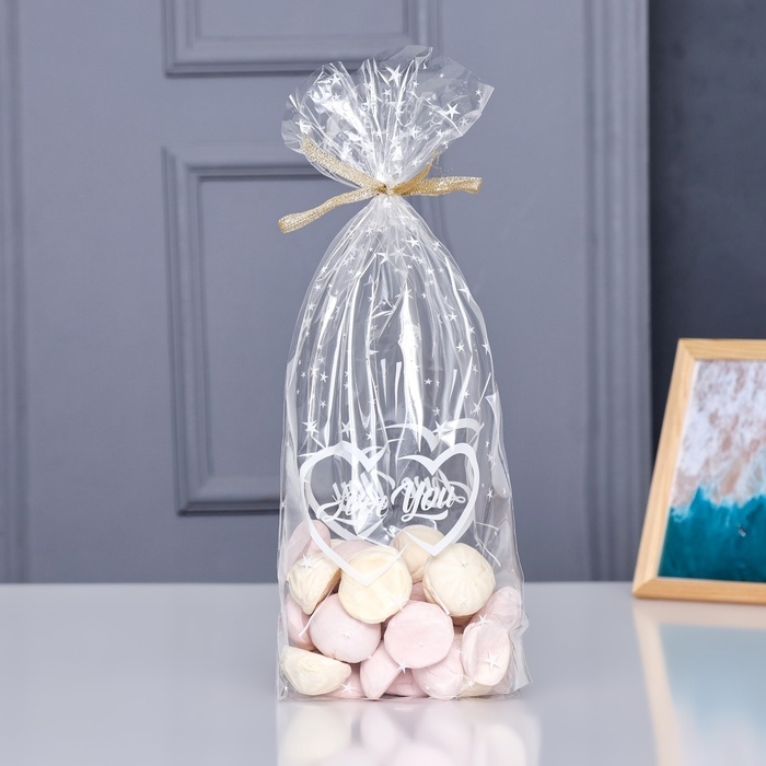 Пакет фасовочный БОПП, с донной складкой, Пакет фасовочный БОПП, с донной складкой, "Две половинки" 20*35 см набор 50 шт