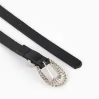 Ремень жен, 02-01-02-01, 1,5*0,3*110 см, без винта, пряжка серебро, 1 прокол, черный