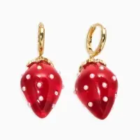Серьги конго &laquo;Клубника в крапинку&raquo;, красные в золоте