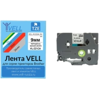 Картридж -лента&nbsp;Vell VL-221CH(с чип.9мм,чер.на бел.)для Puty {Vell-221CH