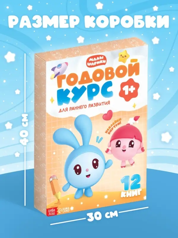 Книги &laquo;Годовой курс&raquo;, набор 12 книг, Малышарики