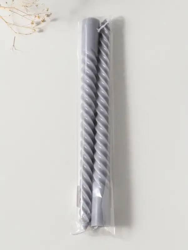 Набор свечей витых 25 см, 2 шт., 57 г, 5 ч, серый