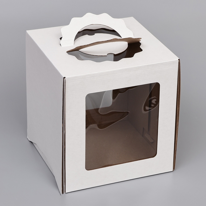 Кондитерская упаковка Кондитерская упаковка "Квадрат", 2 окна, белая, 26 х 26 х 28 см