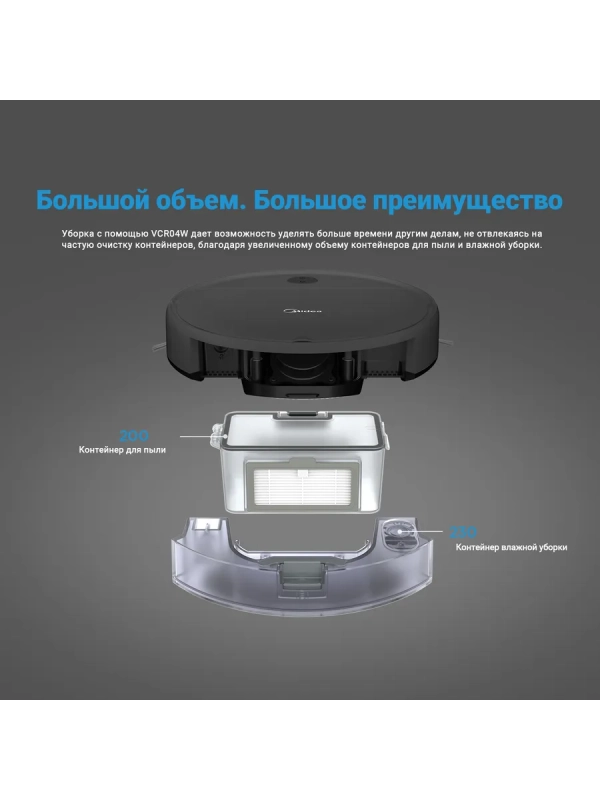 Робот-пылесос VCR04G, сухая и влажная уборка, пульт, серый