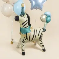 Воздушный шар фольгированный 3D 43" &laquo;Цирк. Зебра в колпачке&raquo;, только под воздух