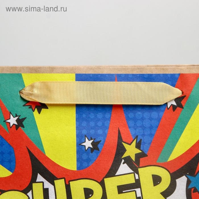 Пакет подарочный крафтовый горизонтальный, упаковка, Super birthday, ML 27 х 23 х 11.5 см Пакет подарочный крафтовый горизонтальный, упаковка, Super birthday, ML 27 х 23 х 11.5 см