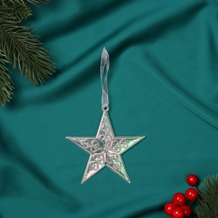Украшение ёлочное Украшение ёлочное "Звезда кружевная" 9х9 см, прозрачный перелив