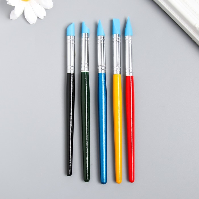 Набор инструментов для придания формы Набор инструментов для придания формы "Краски" 5 шт h=16 и 17 см дерево, металл, резина