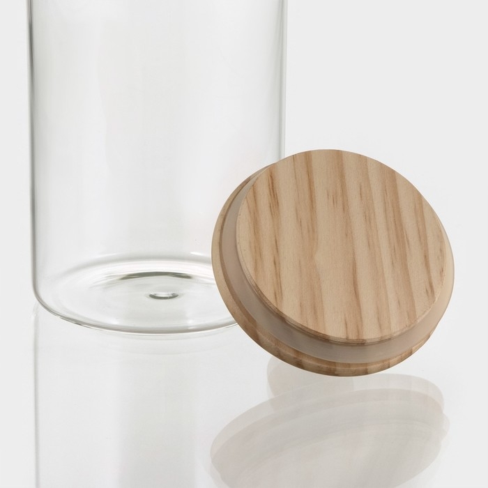 Банка стеклянная для хранения сыпучих продуктов Bella Tenero «Эко», 1,4 л, 10×25,5 см, с бамбуковой крышкой Банка стеклянная для хранения сыпучих продуктов Bella Tenero «Эко», 1,4 л, 10×25,5 см, с бамбуковой крышкой