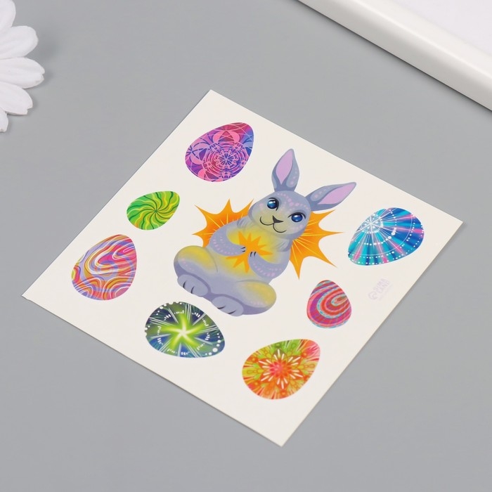 Татуировка на тело цветная Татуировка на тело цветная "Заяц и яички" 10х10 см