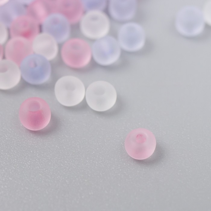 Бисер стекло 8/0  Бисер стекло 8/0 "Матовый полупрозрачный. Меланж розово-сиреневый" 10 гр