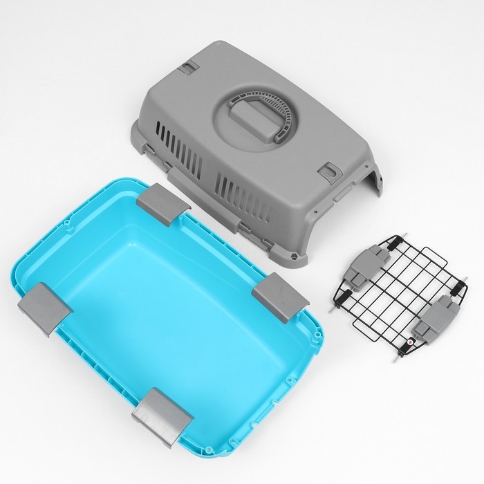 Переноска пластиковая  Переноска пластиковая "Неон" 48х32х29,5 см, вес животного до 12 кг, серо-голубая