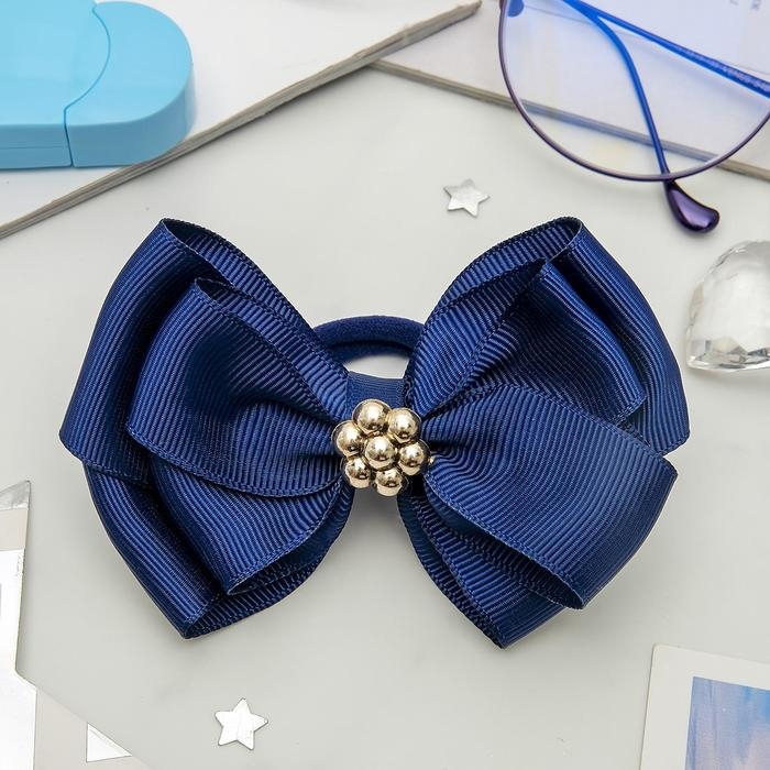 Резинка для волос Резинка для волос "Школьница" бант ромашка классик, 11 см, синий