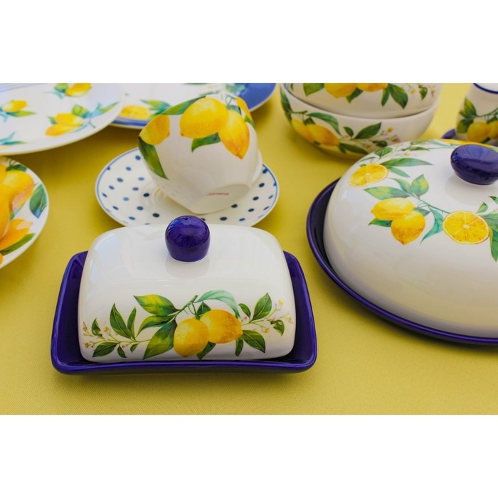 Маслёнка Доляна «Лимон», 17×12×8,5 см, цвет белый Маслёнка Доляна «Лимон», 17×12×8,5 см, цвет белый