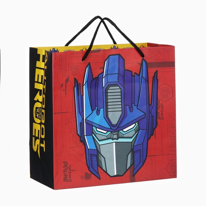 Пакет подарочный крафт "Autobot Heroes" 22х22х11 см, Трансформеры