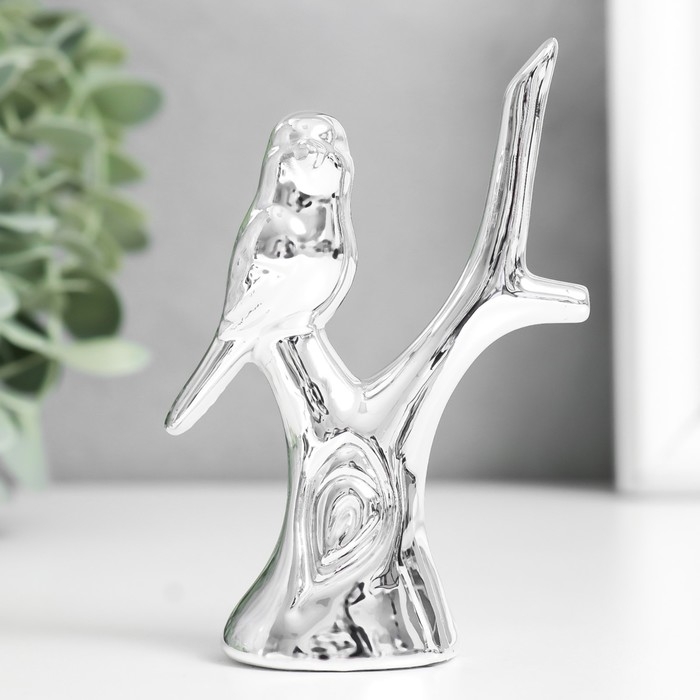 Сувенир керамика Сувенир керамика "Воробушек на дереве" серебро 7,5х3,7х10,5 см