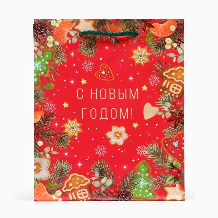 Новый год. Пакет подарочный  Новый год. Пакет подарочный "С новым годом!", 18 х 22,3 х 10 см.