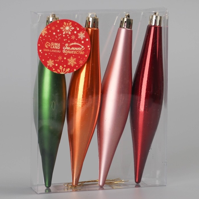 Украшение ёлочное Украшение ёлочное "Яркие сосульки" (набор 4 шт) микс