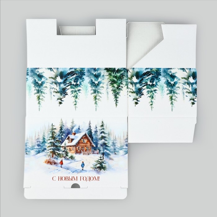 Коробка подарочная новогодняя складная «Новогодняя акварель», 22 х 15 х 10 см, Новый год Коробка подарочная новогодняя складная «Новогодняя акварель», 22 х 15 х 10 см, Новый год