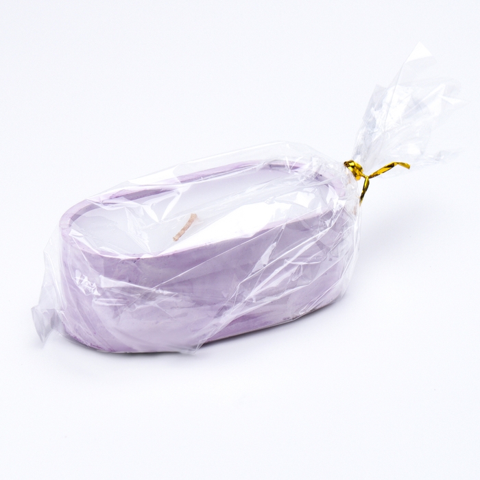 Свеча в овальном подсвечнике из гипса,9,5х4,7х3см,мрамор с фиолетовыми полосками Свеча в овальном подсвечнике из гипса,9,5х4,7х3см,мрамор с фиолетовыми полосками