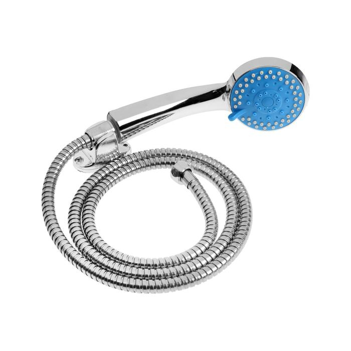 Набор для душа ZEIN Z0705, шланг 150 см, держатель, лейка 5 режимов, синий/хром Набор для душа ZEIN Z0705, шланг 150 см, держатель, лейка 5 режимов, синий/хром