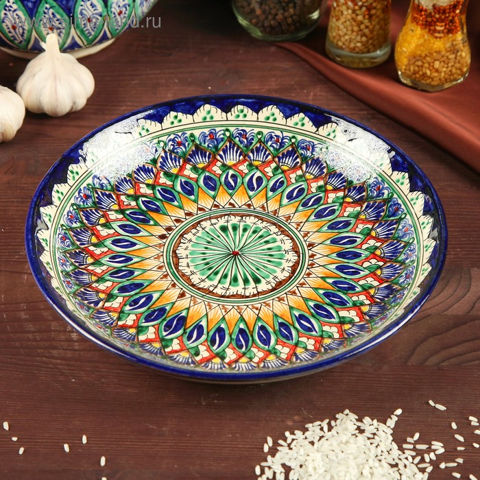Ляган Риштанская Керамика  Ляган Риштанская Керамика "Узоры", 25 см, синий