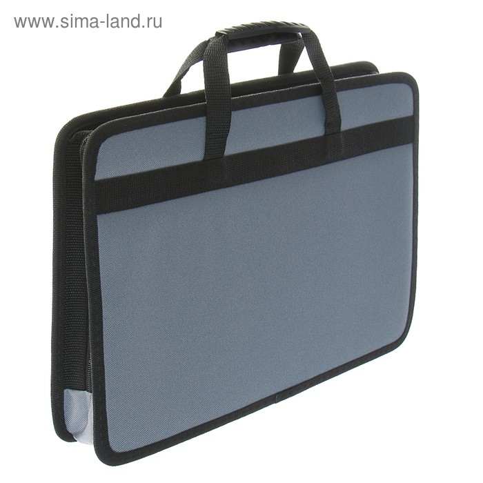 Папка с ручками текстильная, А4, 365 х 260 х 50 мм, 1С13 Папка с ручками текстильная, А4, 365 х 260 х 50 мм, 1С13 "Луга", каркасная, серая