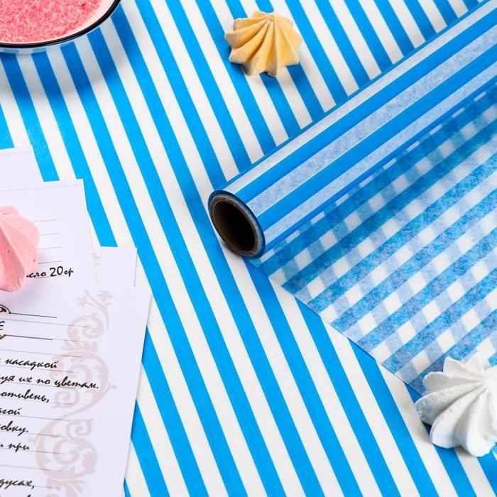 Бумага силиконизированная «Полоски», голубые, для выпечки, 0,38 х 5 м Бумага силиконизированная «Полоски», голубые, для выпечки, 0,38 х 5 м