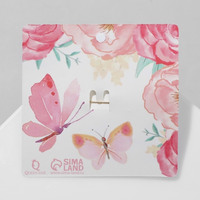 Брошь «Бабочка» друза, цвет бело-розовый в золоте Брошь «Бабочка» друза, цвет бело-розовый в золоте