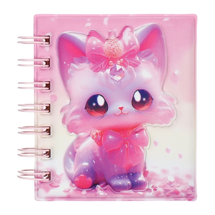 Записная книжка подарочная на гребне 80л,линия, цветной блок,обложка ПВХ 3D Кошка(10х10,5см)   10539 Записная книжка подарочная на гребне 80л,линия, цветной блок,обложка ПВХ 3D Кошка(10х10,5см)   10539