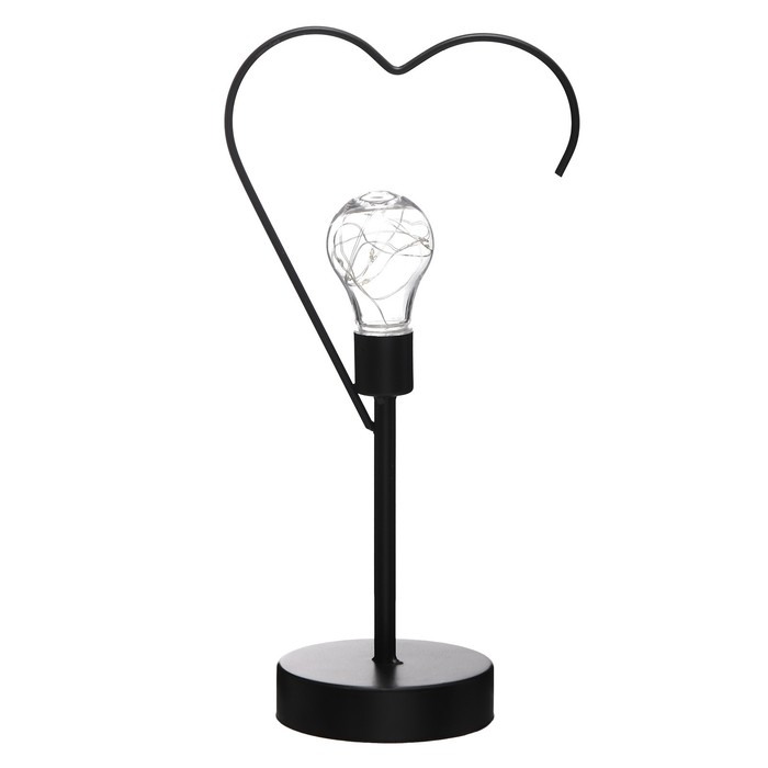 Ночник настольный Ночник настольный "Сердце" LED от батареек 3хААА черный 11х16,5х36,4 см RISALUX