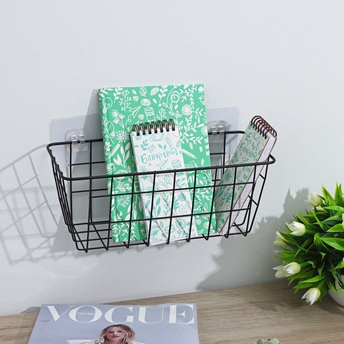 Корзина для мелочей Доляна, 13×29×11,5 см, цвет чёрный Корзина для мелочей Доляна, 13×29×11,5 см, цвет чёрный