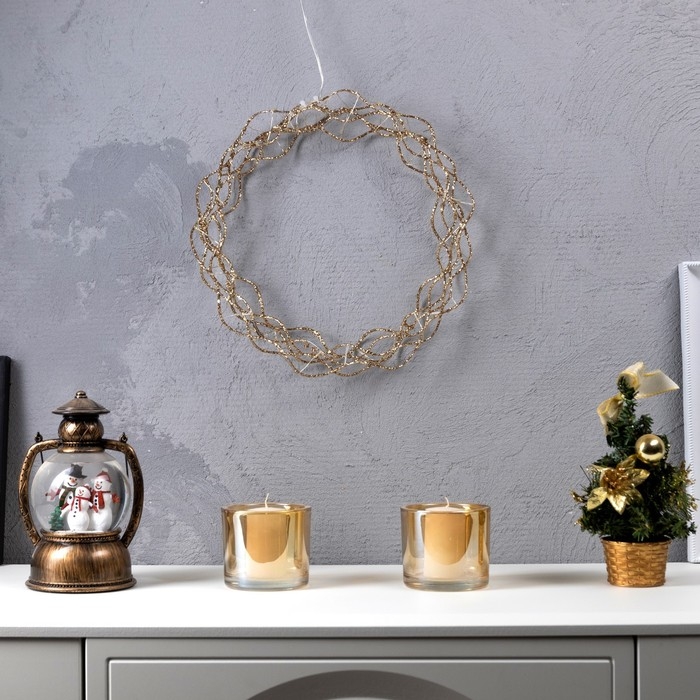 Светодиодная фигура «Плетёный венок» 30 см, металл, батарейки ААх3 (не в комплекте), свечение тёплое белое Светодиодная фигура «Плетёный венок» 30 см, металл, батарейки ААх3 (не в комплекте), свечение тёплое белое