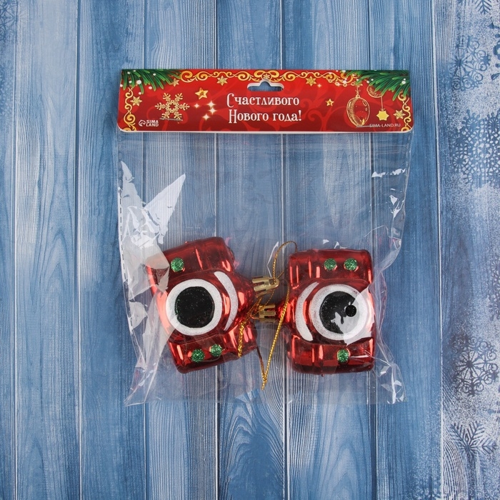 Украшение ёлочное Украшение ёлочное "Фотоаппарат" (набор 2 шт) 6,5х6 см, красный