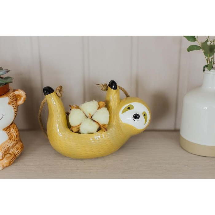 Кашпо подвесное Кашпо подвесное "Ленивец" желтый, 15х11см