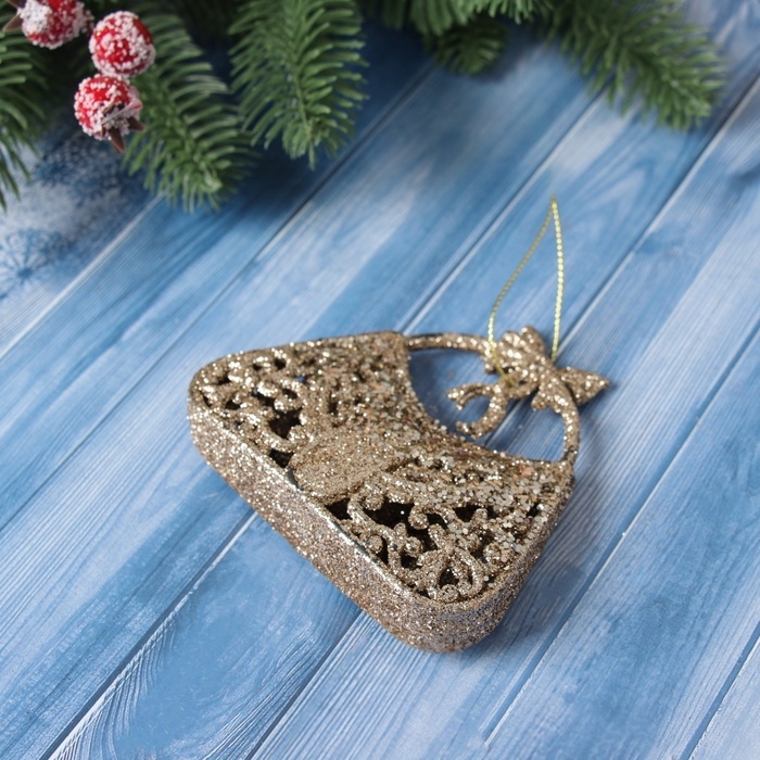 Украшение ёлочное Украшение ёлочное "Сумочка блеск" 8х9,5 см, золото