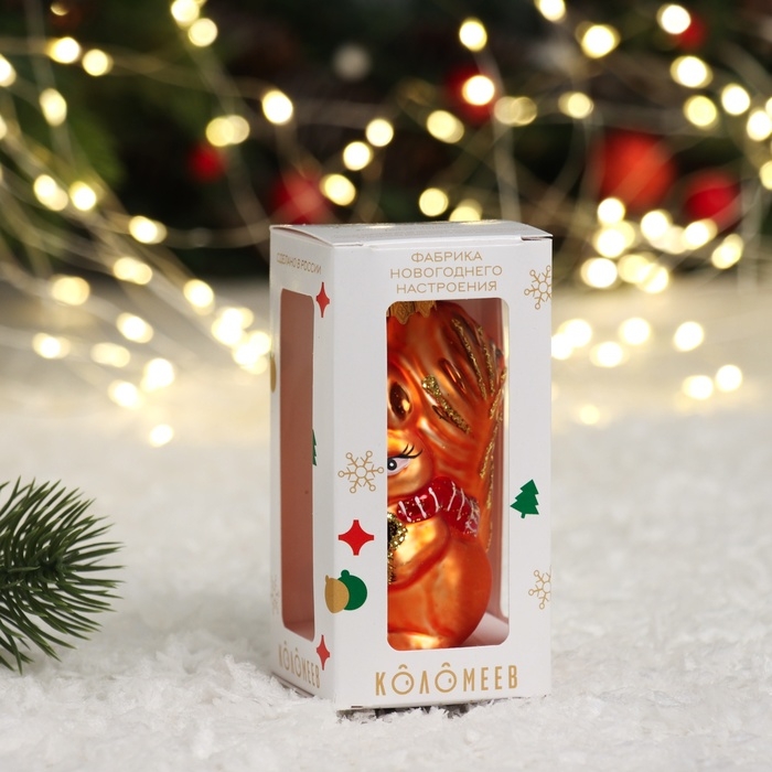 Ёлочное украшение Ёлочное украшение "Белочка с орешком", в подарочной упаковке, h-10 см