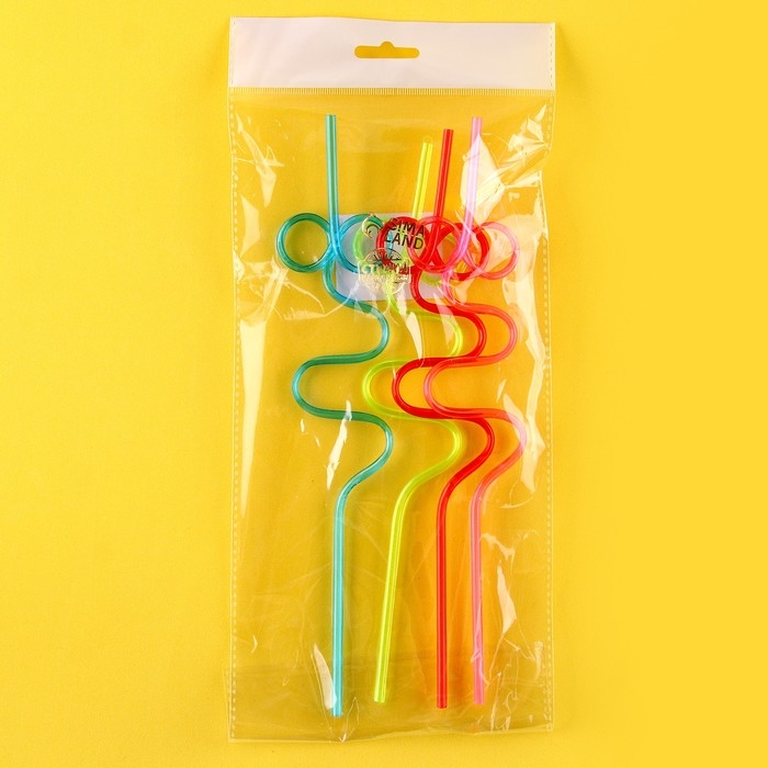 Трубочки для коктейля «Завитушка», набор 4 шт., цвета МИКС Трубочки для коктейля «Завитушка», набор 4 шт., цвета МИКС