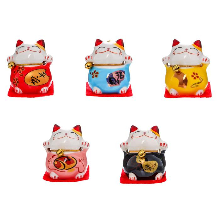 Сувенир кот керамика Сувенир кот керамика "Манэки-нэко" h=4,5 см (набор 5 шт)